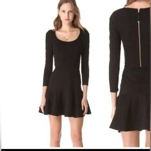 Juicy Couture Pitch Black 3/4 Length Sleeve Dress Ribbed Black Stripes size 8